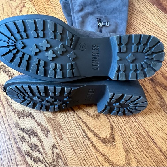 Style Charles Womens Block Heel Faux Leather Gray Suede Boots 8M - Picture 5 of 7